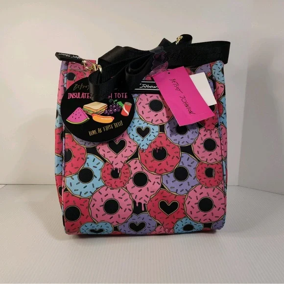 Betsey Johnson Insulated Light Weight Lunch Tote/Bag w/Graphic Donuts Print - Picture 14 of 15